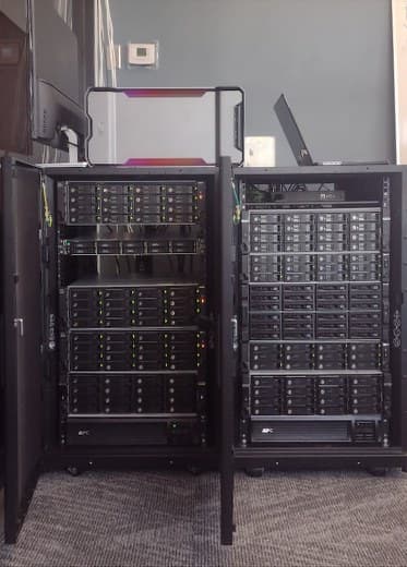 Two racks of storage servers holding the archive
